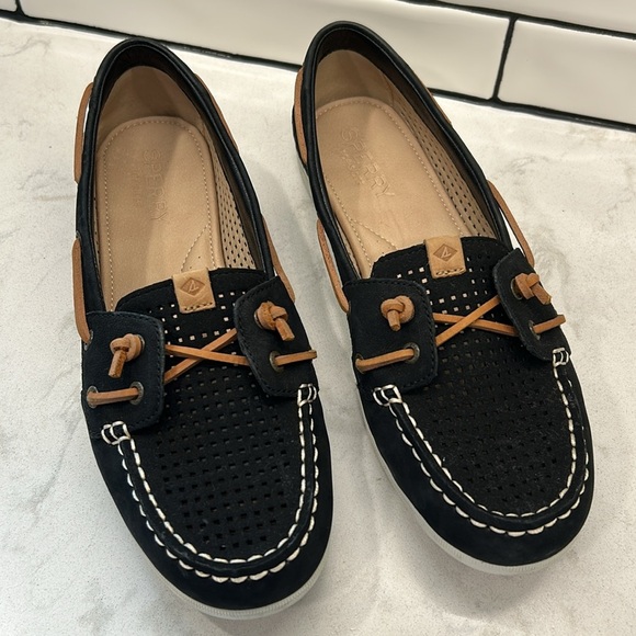 Sperry Top Sider Black Moccasin Boat Shoes - Picture 3 of 16